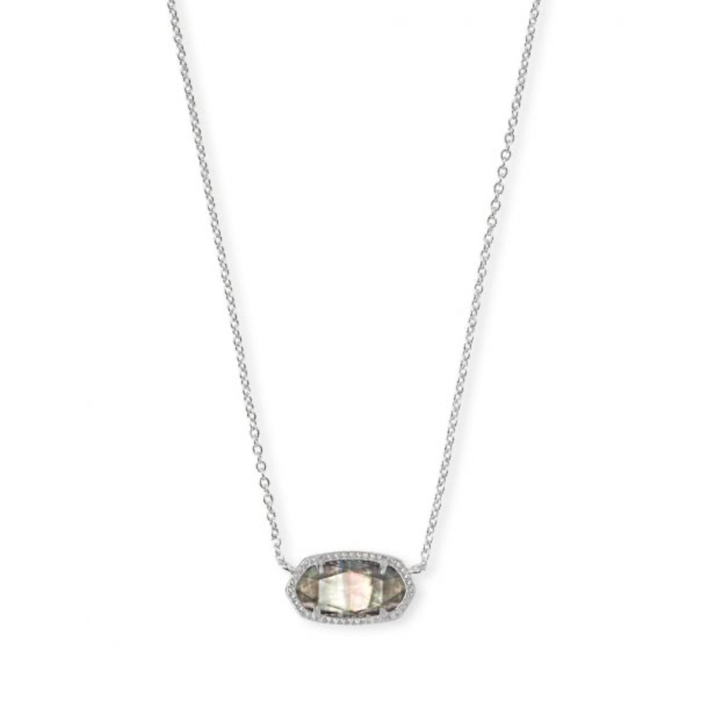 Kendra Scott Elisa pendant necklace, black mother of Pearl and rhodium (silver)